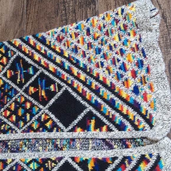 On Blue Aztec Long Hooded Cardigan Sweater Size Small Multicolor Rainbow - Picture 6 of 13